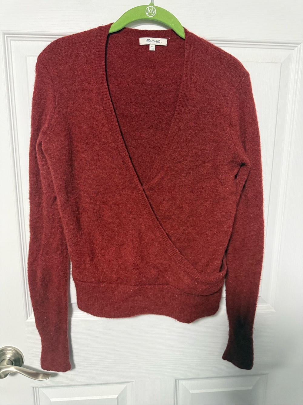 Madewell Women's Wrap V-Neck Sweater in Brick Red